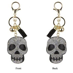 Skull Double Sided Rhinestones Keychain Charm for Purse and Backpack